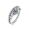 Cluster Rings Authentic 925 Sterling Silver Disn Cinderel Blue Tiara Fashion Ring For Women Gift DIY Jewelry