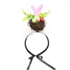 Decorative Flowers Hair Hoop Dress Up Wooden Happy Easter Party Bird Nest Cosplay Headband Pography Prop