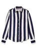 Женские блузки yenkey 2023 Женские винтажные полосатые атласная рубашка с длинным рукавом спереди кнопка женская повседневная блуз