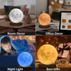 Veilleuses 16 couleurs créatives 3D LED lampe de nuit de lune 360 veilleuse lunaire rotative pour la maison bureau chambre contrôle tactile lampe de lune de bureau Q231114