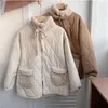 Women's Trench Coats Lamb Wool Coat Female Winter Korean Loose Pockets H Thick Warm Parkas Women Cotton Padded Jacket Japanese Jackets