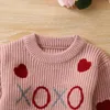 Ensembles bébé fille saint valentin pulls mignon à manches longues coeur broderie tricot pulls pull hauts 231114