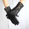 Five Fingers Gloves touch screen women's sheepskin gloves leather fleece lined fashion zipper warm autumn and winter outdoor driving 231114