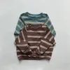 T-shirts Baby Girls Boys T-shirts Kids Long Sleeved Top Tees Toddler Striped Cotton Shirt 1 To 6Yrs Children's Clothes Korean Style 230414