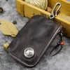 Wallets Layer Vegetable Tanned Leather Bag For Women Handmade Washed Cowhide Retro Style Zipper Car Door Men