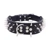 Hundhalsar Leases Wholesale-2inch Wide Sharp Spikes Studded Horn Nails Leather Dog Collar For Pitbl Mastiff Size M L Drop Deliver Dhkel