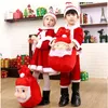 rompers Christmas Santa Claus Costume Cosplay Family Carnival Party Year Fancy Red Dress Settics for Girls Boys Kids 231113