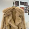 Vestes pour femmes Mmsix manteaux de fourrure en cuir mode d'hiver haute qualité revers de pile plus longue sangle de taille tricotée décontractée 231114