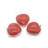 Pendant Necklaces 1pcs Heart Shape Natural Stone Charm Watermelon Fashion Elegant Ladie Jewelry DIY Necklace Earring Accessorie 36mm