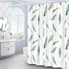 Rideaux de douche Plante Feuilles Rideau De Douche Ensemble Frais Nature Jardin Feuille Verte Aquarelle Art Thème Rural Salle De Bain Décor Tissu R231114