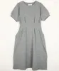 Girl Dresses Girls Dress 2023 Summer Short-sleeved Puff Sleeve Waist Solid Hidden Pocket Hem Slit A-line Teen Clothes 6-14 Years