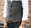 Gilets pour hommes Casual Outillage Gilet Formel Herringbone Tweed Brown V Cou Laine Gilet Business Vest Groomman pour le bal de mariage 231113