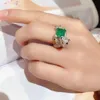 Fedi nuziali Luxury Emerald Green Agate Zircon Leopard Rings Animal Panther Ring con Stone Misura regolabile per le donne Gioielli per feste in rame 230413
