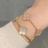 Clover Bracelet New s925 Sterling Silver Clover Five Flowers Bracelet Colourless Reversible Handicrafts Gifts for Girlfriends and Lovers