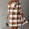 Women's Wool Blends Elegant Long Sleeve Single Breasted Loose Outwear Winter Casual Plaid Printed Woolen Overcoats Female Warm Hooded Coats Cardigan 231113