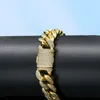 Mode Hip Hop Halskette für Männer Frauen Armband 15 mm kubanische Kette 18K Real Gold Plattierkettenketten mit 5A Zirkonia Stein Uni8305492