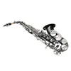 Novo saxofone soprano dobrado preto banhado a níquel, saxofone soprano pequeno dobrado para prática profissional, saxofone de ensino