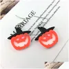 Charm Halloween Nuovo stile Cartone animato Fantasma bianco Orecchini Goccia di zucca Divertente Acrilico adorabile Ciondola per le donne Ragazza Consegna Gioiello Dhgarden Dhbv7