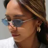 Sunglasses Designer Personality Rimless Oval Ins Women Chic Sun glasses YFHW