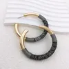 Hoop Earrings Bohemian Simple Splicing Color For Women Gold Plated Snake Pattern Weaving Creative Circle Earring