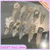 False Nails 10sts Almond False Nails Shiny Golden Flash Diamond Stiletto Fake Nails Löstagbar Oval Full Cover Press On Nails Tips Manicure Q231114