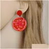 Charme boucles d'oreilles de tomate rouge rond