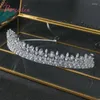 Hårklämmor glittrande brudbanden brudar tillbehör Kvällshuvud slitage CZ Zircon Crystals Wedding Tiaras Re6024