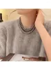 Pendant Necklaces Light Luxury Elegant Niche Design Grey Imitation Pearl Sweater Chain Necklace Fashion Women Metal Jewelry Accessories