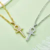 J002 bijoux chinois conceptions simples plaqué or jaune 925 argent Sterling 3mm 4mm 5mm VVS Moissanite pendentif croix catholique