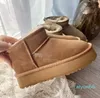 Mini botas de plataforma australianas para mujer, botines con parte inferior gruesa, botas de nieve de piel cálidas, pantuflas mullidas australianas