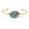 Bangle Natuurlijke Turquoise Draad Verpakt Voor Vrouwen Goud/Zilver Kleur Verstelbare Open 2023 Mode-sieraden Accessoires