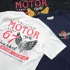 Herr t-skjortor hipster mäns retro tunga t-shirt bomull crewneck motorcykel tillbaka tryckt kort ärm