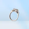 S925 silver charm punk band ring with Rectangle shape diamond for women engagment jewelry gift have stamp PS88293320406