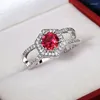 Cluster Rings Vintage Female Red Ruby Zircon Stone Ring For Women Luxury 925 Sterling Silver Wedding Charm Infinity Engagement Jewelry