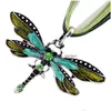 Pendant Necklaces Enamel Dragonfly Necklace Lace Wax Rope Chain Bohemian Statement Crystal For Women Jewelry Drop Delivery Pe Dhgarden Dhigs