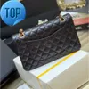 Sac double rabat jumbo de qualité 10A Tier-Tier Designer de luxe 25cm 30cm en cuir réel Caviar Lambe Classic All Black Purse matelassé Mandée 6