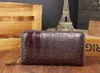 Wallets Genuine Crocodile Belly Skin Leather Men Purse Credit Bank Card Holder Long Zipper Closure With Inner Coin Pocket