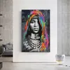 Afrykańska czarna kobieta graffiti sztuka plakaty i grafiki abstrakcyjne afrykańską dziewczynę na płótnie obrazy na ściennych zdjęciach na ścianie