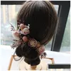 Başlıklar 3pcs/set gelin mori headdress kuru dantel prenses bohemian country çiçek saç tutam Set Kore gelin düğün je dhkwb
