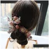 ヘッドピース3pcs/set花嫁モリヘッドドレスドライレースプリンセスボヘミアンカントリーフラワーヘアピンチセット韓国ブライダルウェディングJe dhkwb