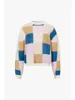 Maglioni da donna Maglione da donna in mohair a quadri a contrasto di colore 2023 Autunno Ladies All-Match O-Collo a maniche lunghe Pullover allentato Maglieria