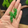 Orecchini pendenti Incredibili orecchini di giada verde per donna Gioielli da regalo per ragazza con fascino naturale a forma di catena lunga a cerchio piccolo