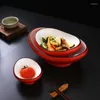 Bols Matte Red Ceramic Bowl Creative Soup 11 pouces Varelle salon table de décoration plaque de rangement collation plateau el fournitures