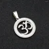 Pendant Necklaces Titanium Steel Om Silver Color Hollow Sacred Sanskrit Mantra Charms Buddhism Amulet Necklace Woman Female Collar Jewelry