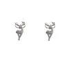 Stud Earrings Christmas For Women 2023 Trendy Rhinestone Elk Pave Zircon Deer Festival Party Gifts Animal Jewelry Wholesale