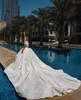Robe de bal de luxe robes de mariée sans manches col en V hors épaule paillettes appliques volants robes de mariée 3D dentelle robe formelle grande taille sur mesure robe de novia