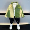 Giacche Giacca per bambini per ragazzo Giacca a vento in pelle con bottoni tascabili Moda Primavera Autunno Cappotto in PU da baseball