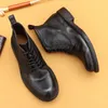 Boots Luxury Soft Cowhide Mens Ankle Brand Handmade Genuine Leather Comfortable Black Casual Business Social Shoes Man