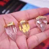 Pendant Necklaces 5pc Gold Plated Faceted Natural Gem Stone Point For Necklace White Clear Crystal Quartz Women Jewelry Gift