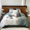 Bedding Sets Chic Colorful Stripe Embroidery White Gray Patchwork Duvet Cover Set Ultra Soft Breathable Comforter Bed Sheet Pillowcases